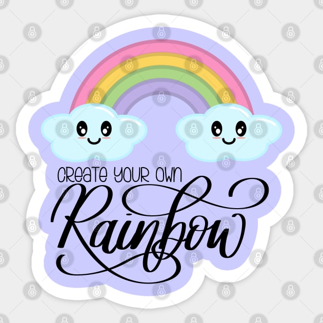 Create Your Own Rainbow with Kawaii Cute Clouds in Purple Sticker by Kelly Gigi